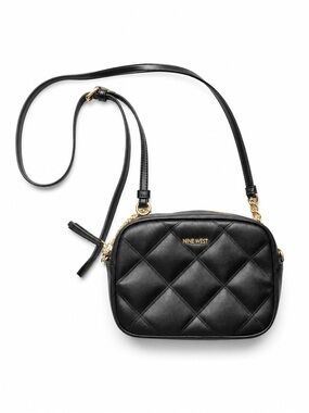 Nine West Black Quilted Crossbody with Gold Accents